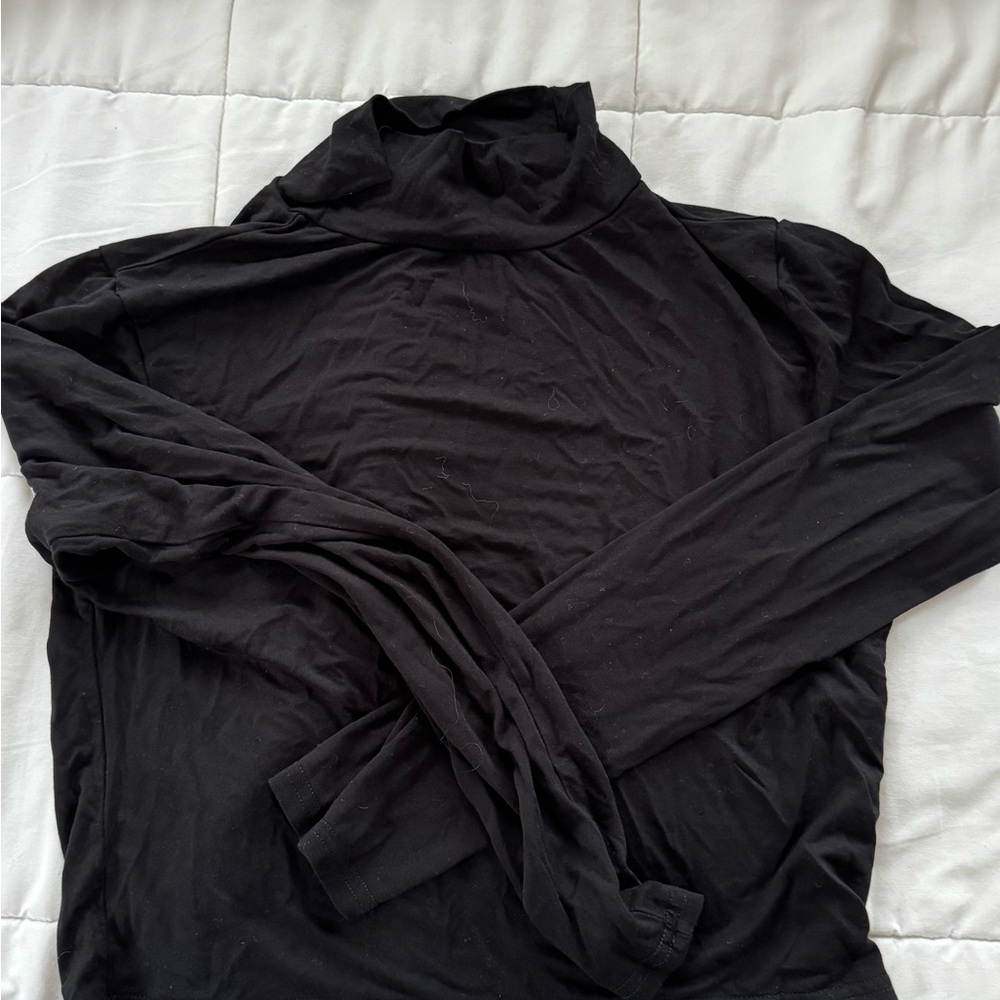 Black Turtleneck Long Sleeve Top